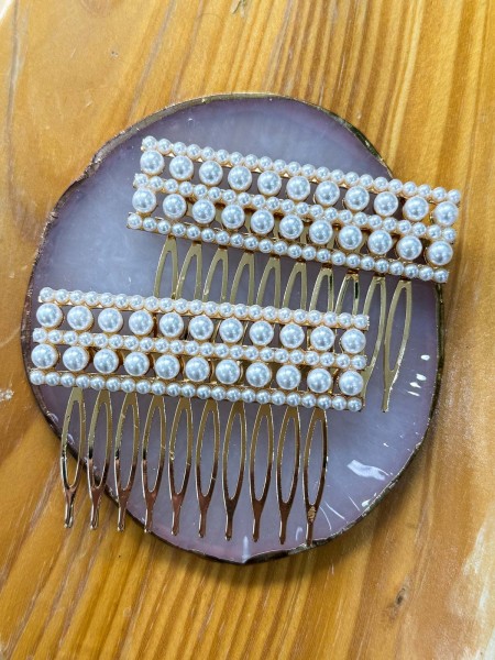 2 PEINAS RECTANGULO PERLITAS